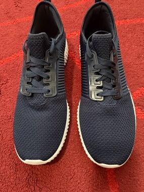 Men's Navy Knit Slip-On Sneakers with White Sole